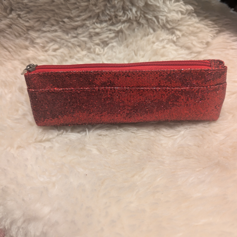 YBF Glittery Red Zip Pouch Art Pencils / MakeUp Bag / Stationery Supplies - NWOT - Picture 9 of 14